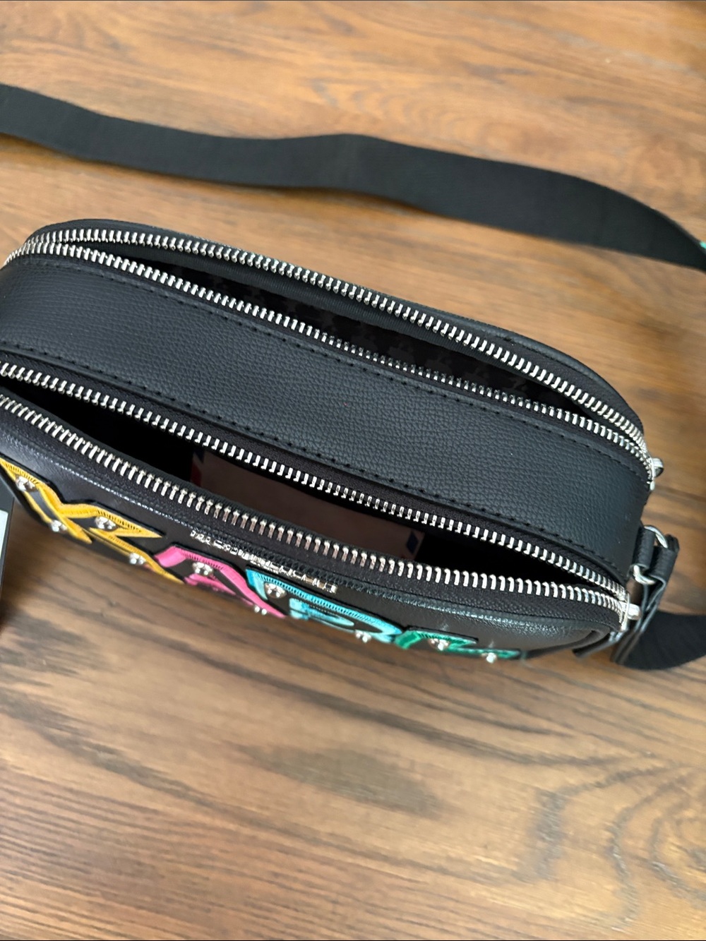 Karl Lagerfeld Black Crossbody Bag with Multicolor KARL Logo - Picture 3 of 6